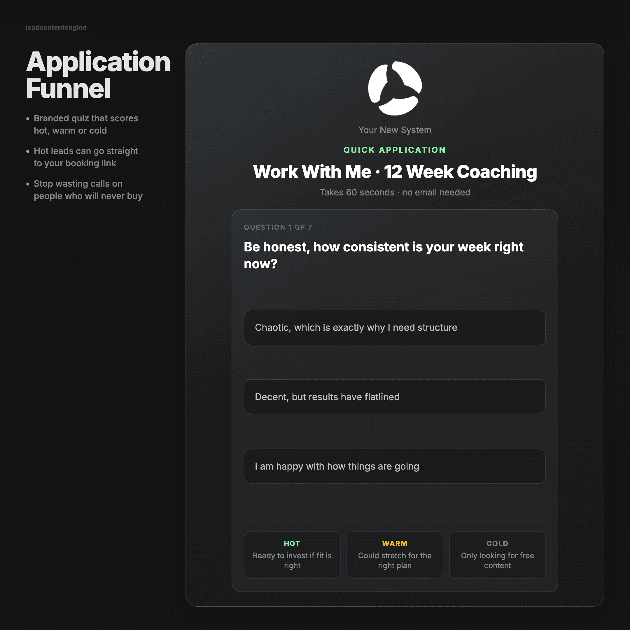 Application funnel: Lead Content Engine